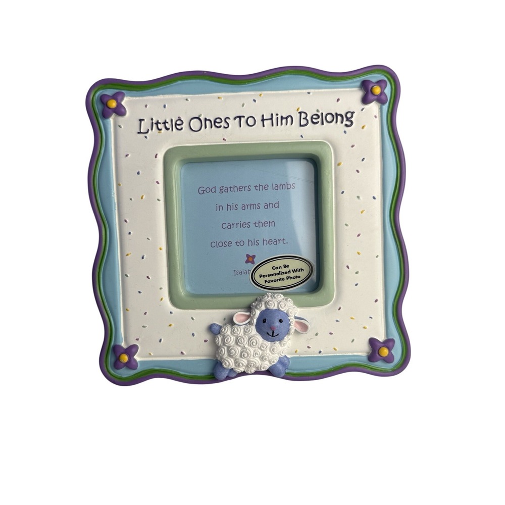 Inspirio Baby Blue Green Sheep Picture Frame Little Ones To Him Belong‎ Baptism